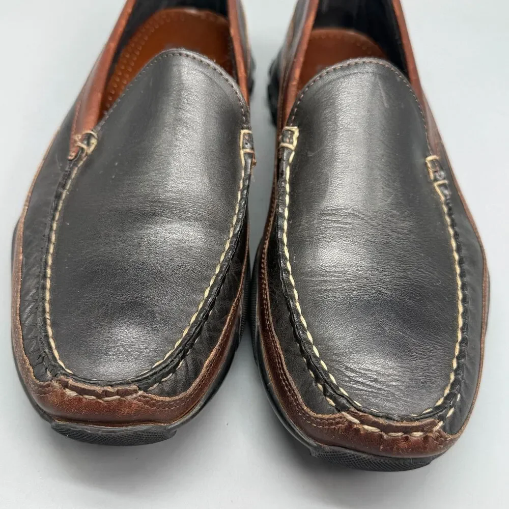 Allen Edmonds Boulder Venetian Men's 11.5 Black Brown Leather Driving Moccasin